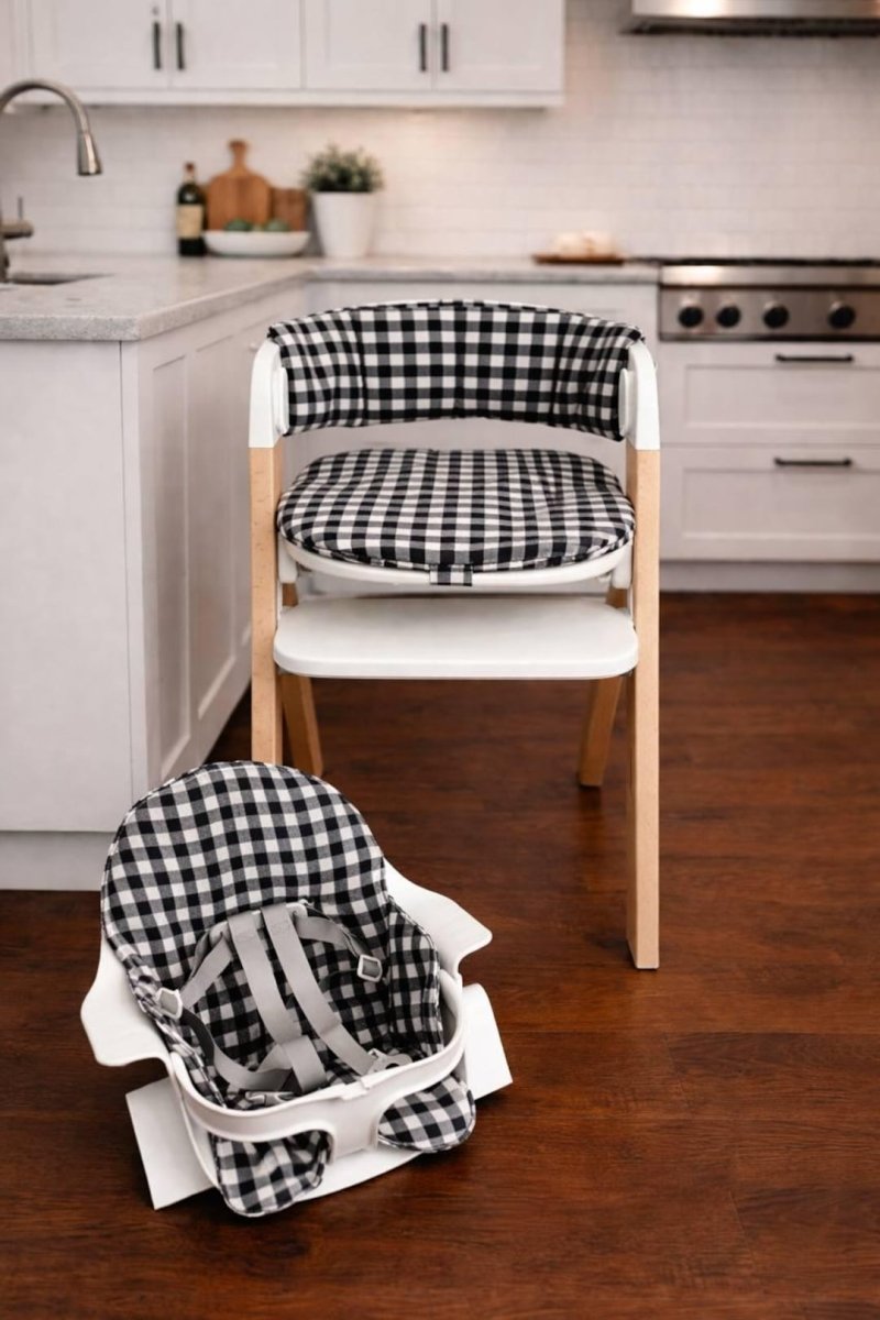Black and White Gingham Waterproof Cushion - Compatible with Mockingbird High Chair