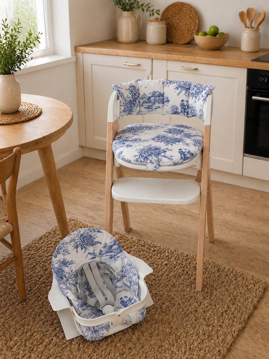 Blue Toile de Jouy Cushion - Compatible with Mockingbird High Chair, French Country