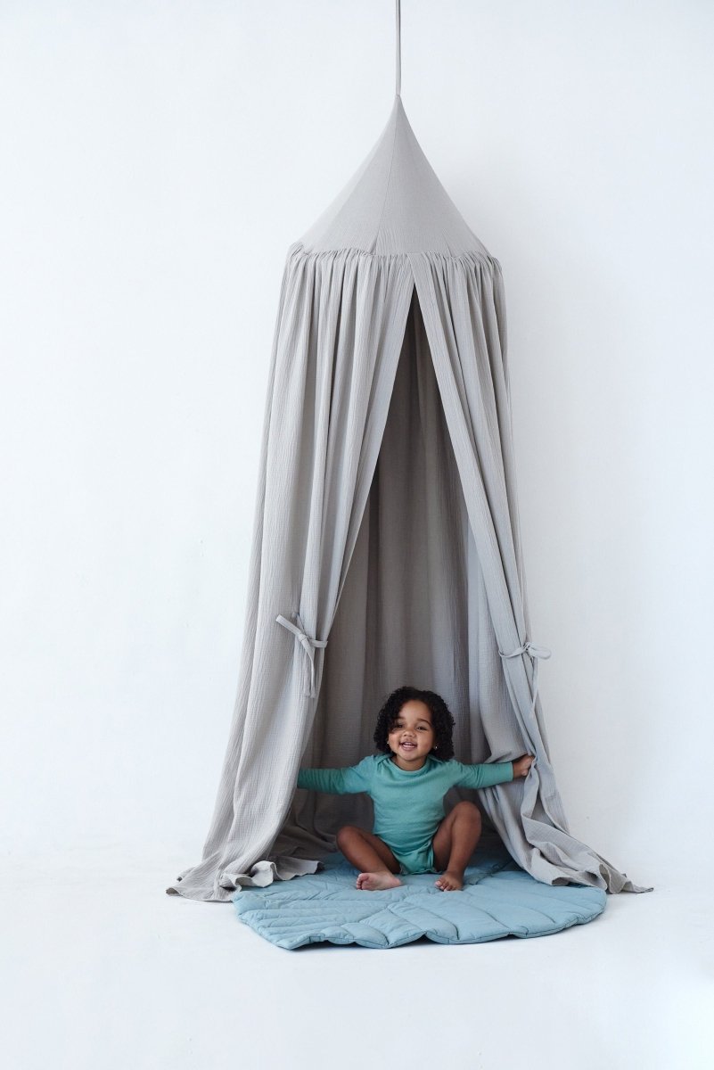 Gray Muslin Canopy | Crib Canopy, Baby Bed Canopy, Neutral Nursery Decor