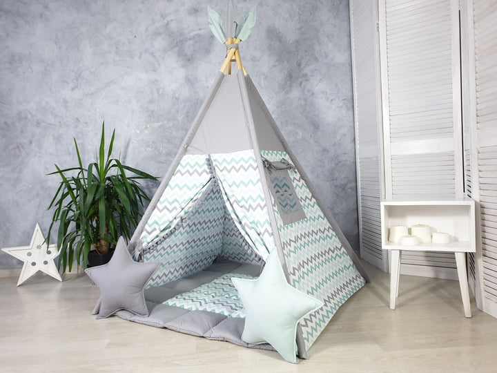 tipi zelt kinder grau Graues Tipi-Zelt für mit Chevron-Muster | Wigwam aus Baumwolle NEON SPGOOD Wireless Bicycle Computer Farbe:Topas