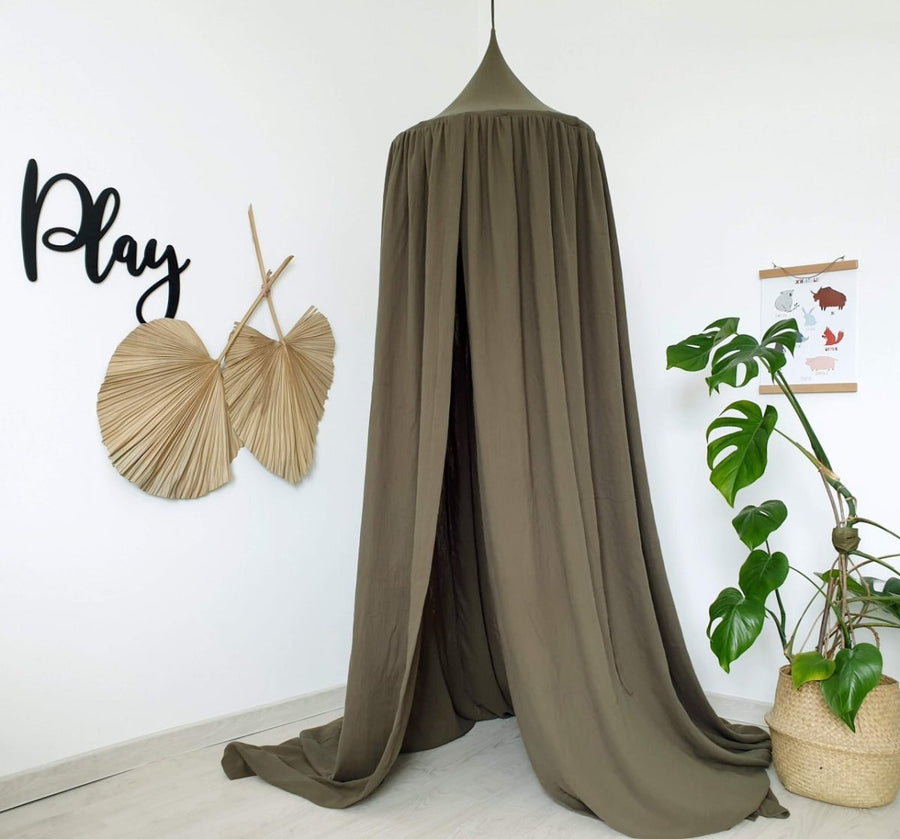 Khaki Green Muslin Canopy for Nursery & Crib Decor