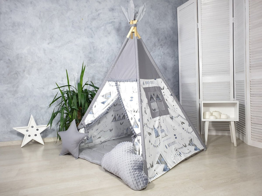 Neutral Kids Teepee Tent with Mat | Christmas Gift