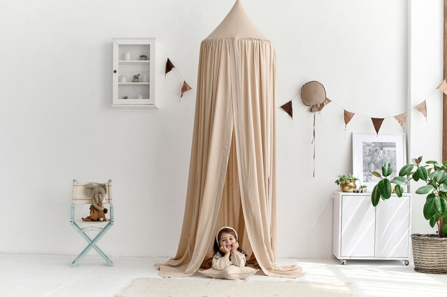 Pale Pink Linen Canopy | Baby Crib Canopy | Hanging Nursery Canopy | Soft Linen Bed Drape for Girls