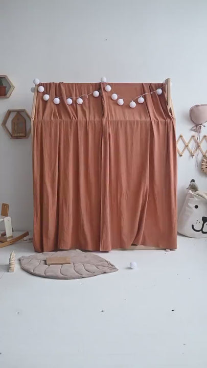 Soft brown canopy drape
