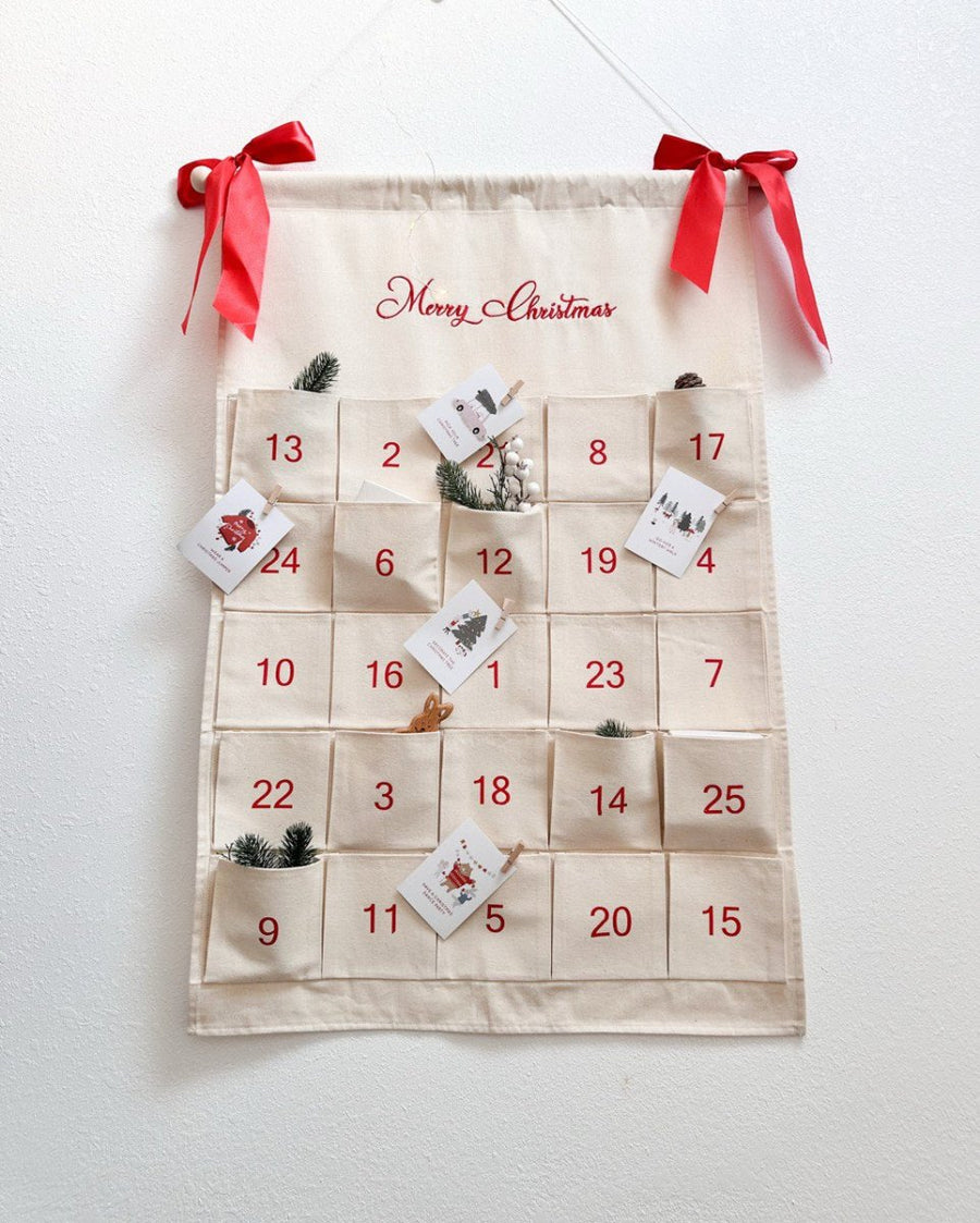 Red Personalized Advent Calendar with Name Embroidery