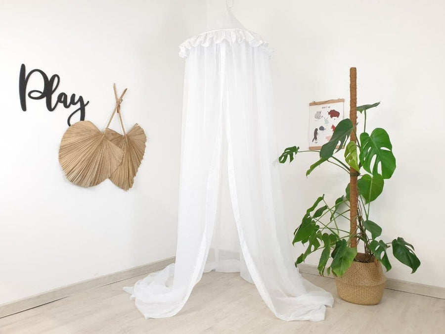 Weißer Betthimmel aus Chiffon, Babybett-Himmel, Baumwoll-Betthimmel, gemütlicher Babybett-Himmel, Baldachin, Babybettdecke, Baumwoll-Betthimmel
